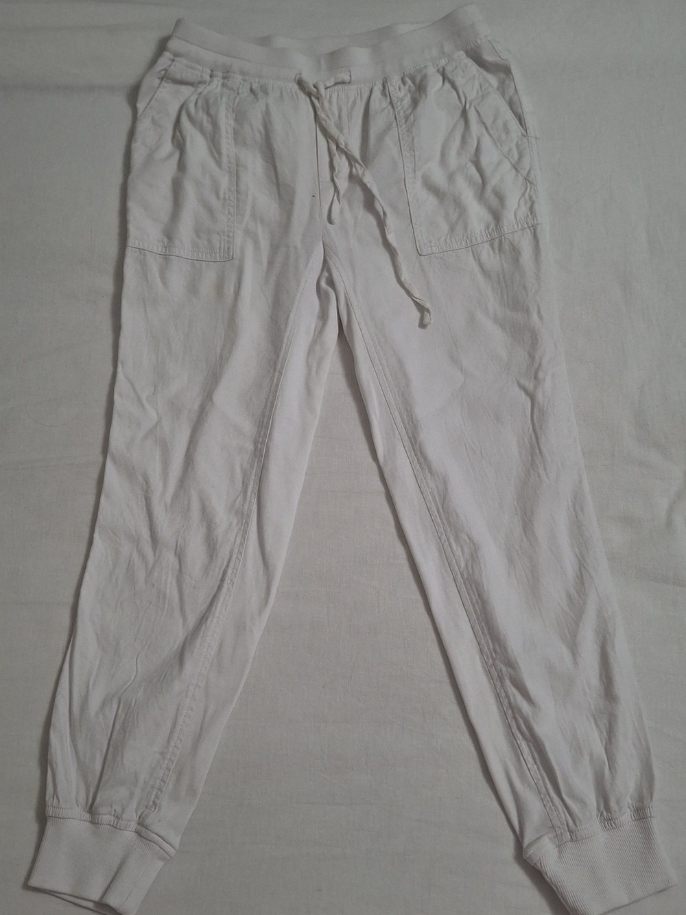 Joe Fresh Women's White Linen Blend Drawstring Jogger Pants - Size XS
